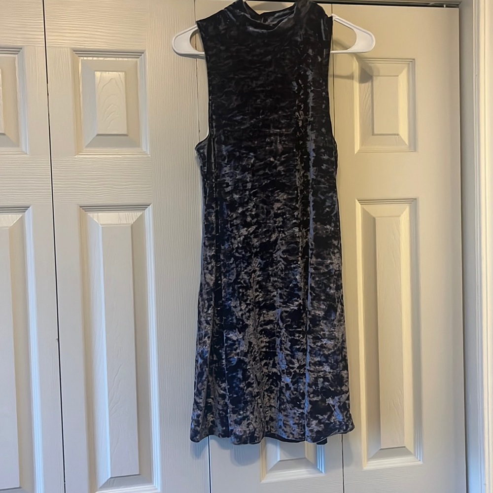 Velvet blue high neck dress